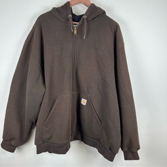 Carhartt Mens 3XL Brown Rain Defender® Rutland Thermal-Lined Hooded Sweatshirt - Picture 1 of 16